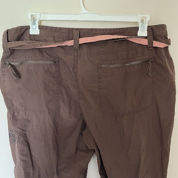 Vtg Y2k Old Navy Brown Low Rise Authentic Cargo Cropped Womens Sz 20 Drawstring - Picture 8 of 9